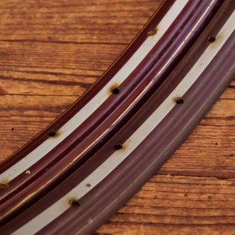 Felgensatz, 26 Zoll (559), weinrot, Linien gold/weiß, 50er J., gebr. 