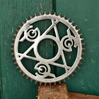 Kettenblatt GÖRICKE, 50er/60er J., 1/2 Zoll, verchromt, Durchmesser Gewinde 54 mm, 46 Zähne, gebr. 