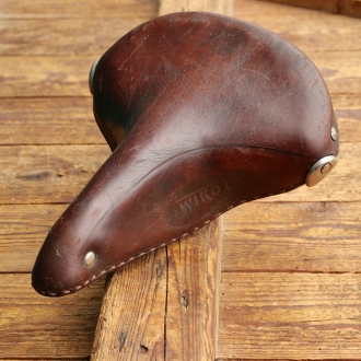 Sattel STANDARD/WIKO, für Herrenrad, Leder, braun, Gestell verzinkt, original 50er/60er J., gebr. 