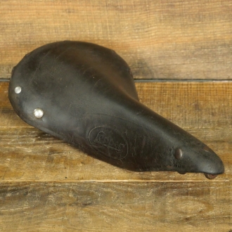 Sattel, Herren, LEPPER, 30er J., für Rennrad, Leder braun, Gestell schwarz, gebr. 