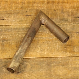 Winkelsattelstütze, Durchmesser: ca. 22 mm, Schaftlänge: ca 150 mm, vernickelt, orig. 10er-30er Jahre, gebr. 