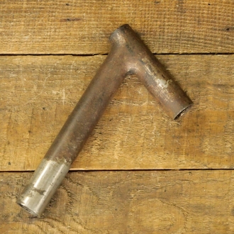 Winkelsattelstütze, Durchmesser: ca. 22 mm, Schaftlänge: ca 130 mm, verchromt, orig. 20er/30er Jahre, gebr. 