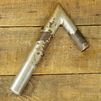 Winkelsattelstütze, Durchmesser: ca. 26 mm, Schaftlänge: ca 160 mm, verchromt, orig. 20er/30er Jahre, gebr. 