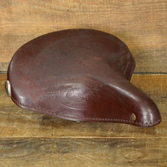 Sattel MERTENS, für Herrenrad, Leder, rotbraun, Gestell verzinkt, original 50er/60er Jahre, gebr. 