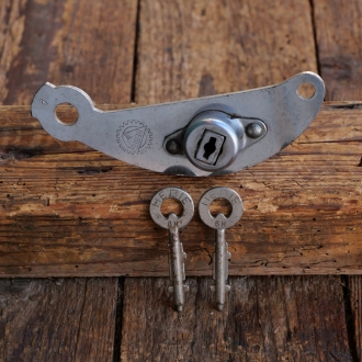 Speichenschloss, HEBIE, integriert im Bremsanker, verchromt, orig. 50er/60er Jahre, Länge 130mm, gebr. 