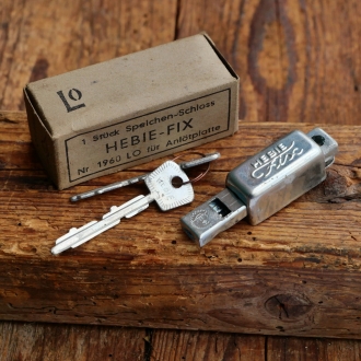 Speichenschloss HEBIE Fix, für Anlötplatte, verzinkt, orig. 60er/70er Jahre, NOS 