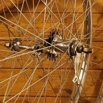 Laufradsatz 28 Zoll (622), WEINMANN Nirofelgen für Drahtbereifung, original 70er J., Naben: WECO/SACHS Jet, gebr. 