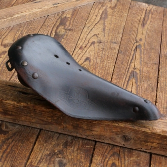 Sattel SPORT Modell 05, Herren, für Rennrad, Leder schwarz, Gestell verzinkt, original 50er/60er J., gebr. 