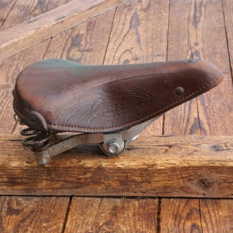 Sattel LEPPER, Herren, für Sportrad, Leder braun, Gestell verchromt, original 50er/60er J., gebr. 
