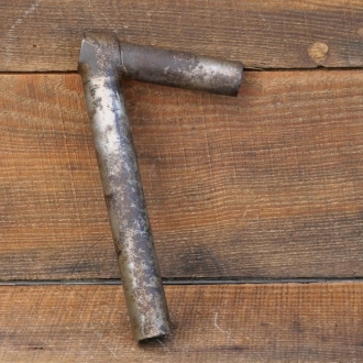 Winkelsattelstütze, Durchmesser: ca. 24,0 mm, Schaftlänge: ca 140 mm, vernickelt, orig. 10er/20er Jahre, gebr. 