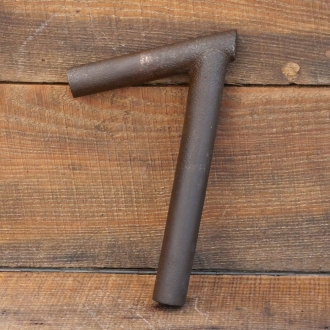 Winkelsattelstütze, Durchmesser: ca. 23,6 mm, Schaftlänge: ca 140 mm, Nickelreste, orig. 10er/20er Jahre, gebr. 