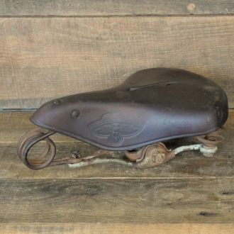 Sattel VERSMOLD Sattelfabrik, Herren, Leder braun, Gestell vernickelt, original 1910er/20er J., gebr. 