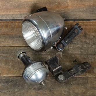 Beleuchtungsset DAIMON, für Fahrrad oder Motorfahrrad, orig. 30er J., vechromt/lackiert, gebr. 