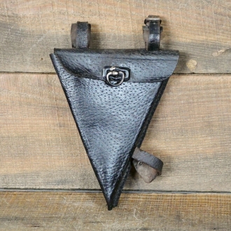 Werkzeugtasche für Herrenrad, Dreiecksform, Leder schwarz, original 1920er J., gebr. 