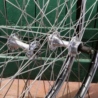 Laufradsatz, 26 Zoll (559), 90er J., für MTB, ALESA Konkav-Felge Alu schwarz, Naben: GRIMECA und SACHS MAILLARD, NOS 