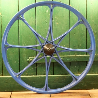 Vorderrad? SUMMIT Plastech, 26 Zoll (590), Fieberglas blau, für Drahtreifen, Kunststoff-Steckachse, gebr. 