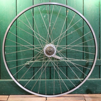 Hinterrad 28 Zoll (622), für Drahtbereifung, GRÜNERT Alu-Felge, schwarz, Nabe SACHS Spectro P5, NOS 