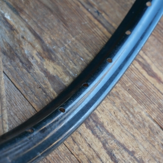 Transportrad-Felge, 26 Zoll (559), für Drahtbereifung 26 x 2.00, Stahl, schwarz, 30er-50er J., 36-Loch, NOS 