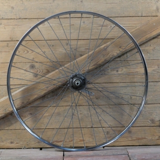 Hinterrad, 26 Zoll (559), 80er J., Felge SCHÜRMANN verchromt, Breite 29 mm, Nabe F&S 3-Gang Mod. S,  gebr. 