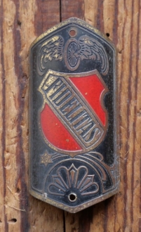 Steuerkopfschild FIDELITAS, 20er Jahre, Messing lackiert, gebr. 