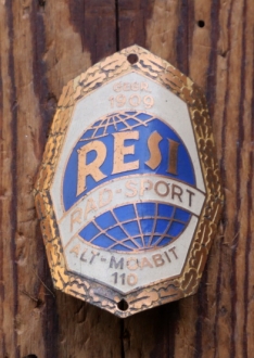 Steuerkopfschild RESI/Berlin, 50er Jahre, Messing lackiert, NOS 