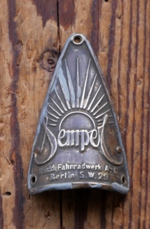 Steuerkopfschild SEMPER/Berlin, 20er/30er Jahre, Messing, gebr. 