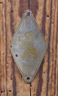Steuerkopfschild H&B/Berlin, 50er Jahre, Alu lackiert, gebr. 