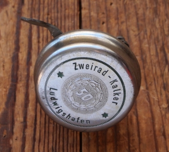 Fahrrad/Moped Klingel ZWEIRAD-KALKER/Ludwigshafen, orig. 1950er/60er Jahre, verchromt, gebr. 