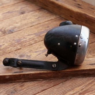 Scheinwerfer Melas, für Fahrrad, orig. 30er J., schwarz/chrom, Durchmesser ca. 10 cm,  gebr. 