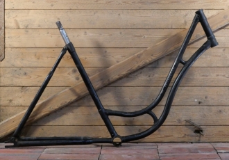 Fahrradrahmen WANDERER, für Ballonrad, Damen, 26 Zoll, Stahl, 30er J., schwarz, Linien weiß, gebr. 