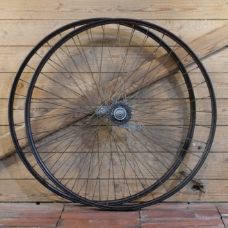 Laufradsatz 28 Zoll (622), für Drahtbereifung, 40er Jahre, Naben: F&S / F&S Torpedo verchromt, gebr. 