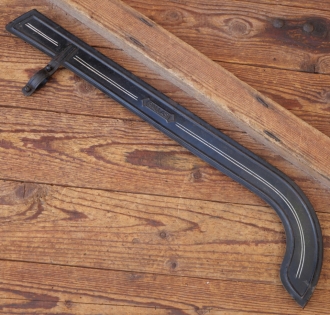 Kettenschutz, PALLAS, schwarz, Linien weiß, Länge ca. 53 cm, für Tourenrad, orig. 30er-50er J., gebr. 
