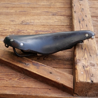 Sattel BROOKS B17, für Rennrad, Leder, schwarz, Gestell schwarz lackiert, 1950er/60er J., gebr. 