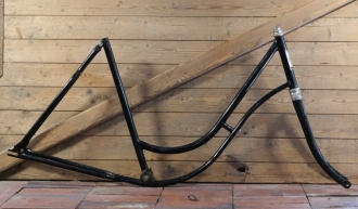 Fahrradrahmen OPEL Standard Doppelstabil, für Tourenrad, Damen, 26 Zoll, Stahl, 30er J.,schwarz, gebr. 