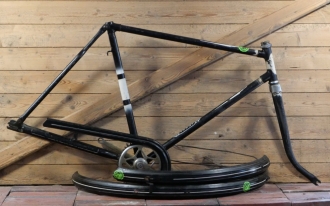 Fahrradrahmen IDEAL, für Tourenrad, Herren, 28 Zoll, Stahl, 50er J.,schwarz, Linien weiß/gold, gebr. 