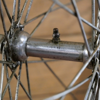 Vorderrad mit MAYWEG-Felge, Alu, 26 Zoll (559), 1949, für Sportrad, Nabe F&S, gebr. 