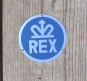 REX - Emblem, blau, D: 50 mm, incl. Alunieten zur Befestigung auf der Polradkappe