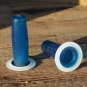 Kunststoffgriff "Längsrille", transparent-blau,  22mm, 60/70er Jahre, orig Altbestand
