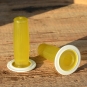 Kunststoffgriff "Längsrille", transparent-gelb,  22mm, 60/70er Jahre, orig Altbestand